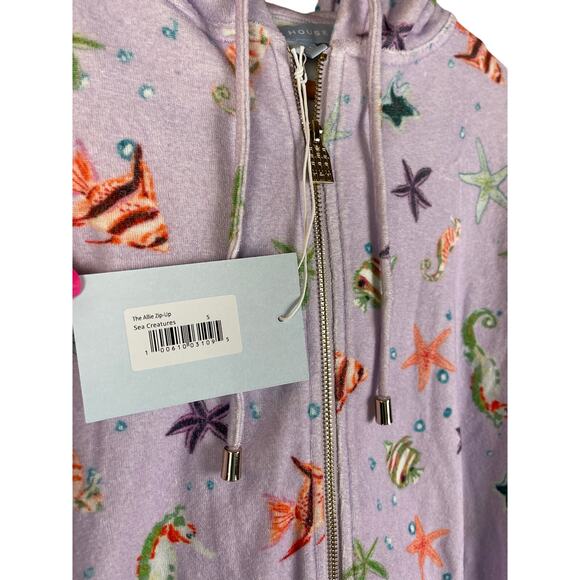 Hill House The Allie Zip Up Sea Creatures Terry Cloth Hoodie Size Small - Picture 4 of 10